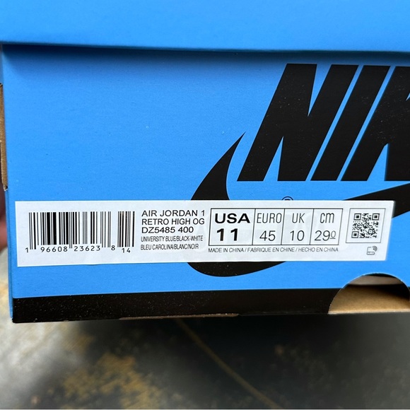 Nike Air Jordan 1 High Retro UNC Toe 11 DZ5485-400 1985 University Blue - Picture 8 of 11